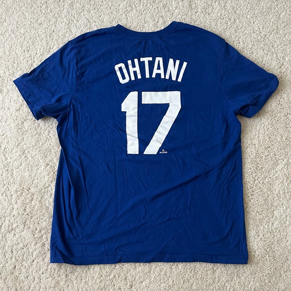 Men’s Nike Tee Los Angeles Dodgers Ohtani Tee Shirt Blue Size Large
